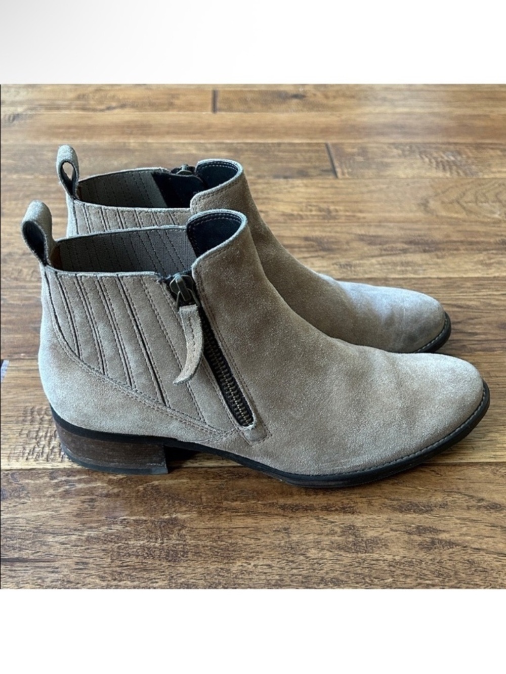 Paul Green Natalie Antelope Suede Leather Ankle Boots Tan Light Brown Size 6.5